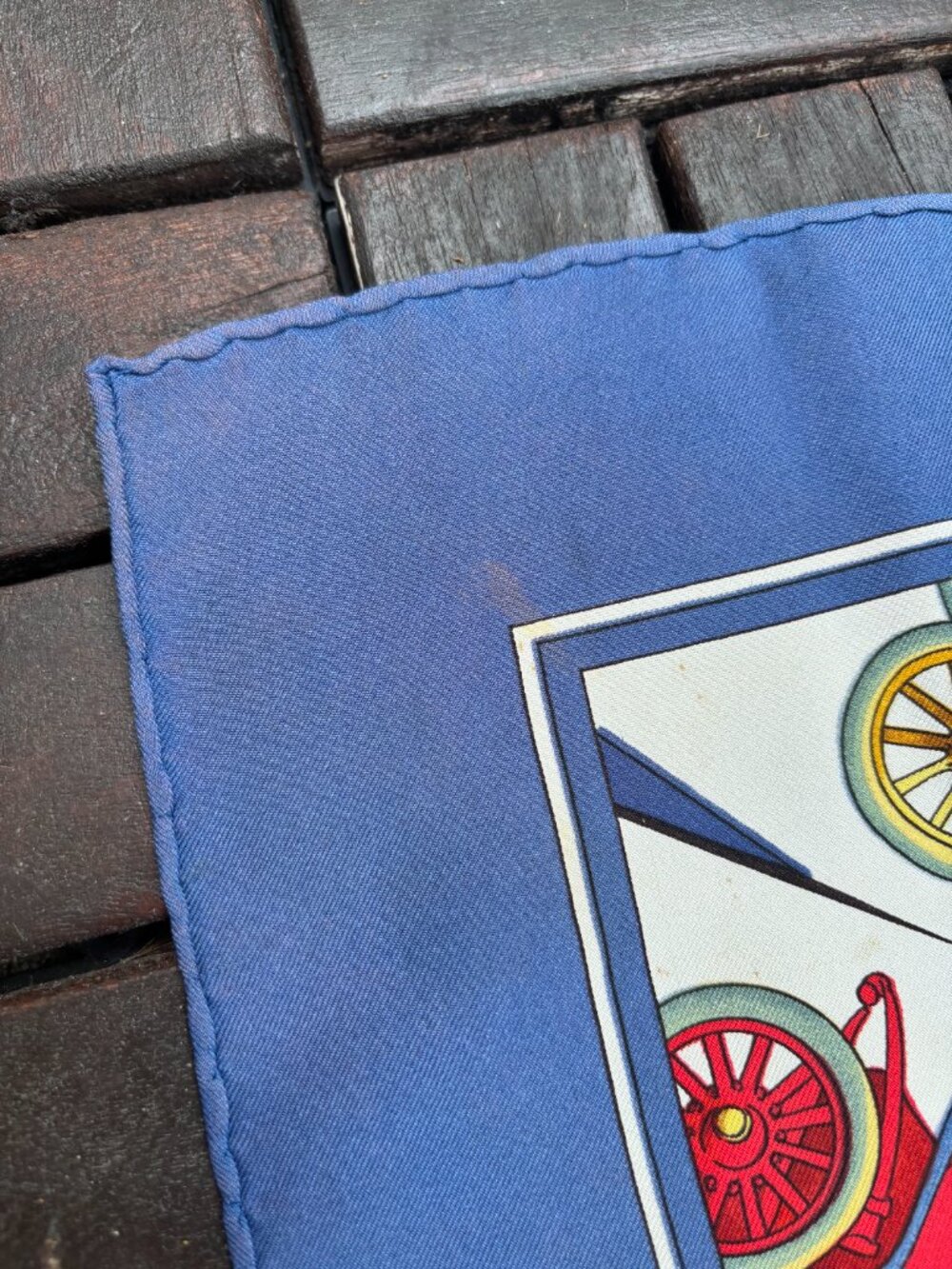 Authentic HERMES Carre 90 Scarf "CARROSSERIE" Silk Blue - Picture 5 of 9